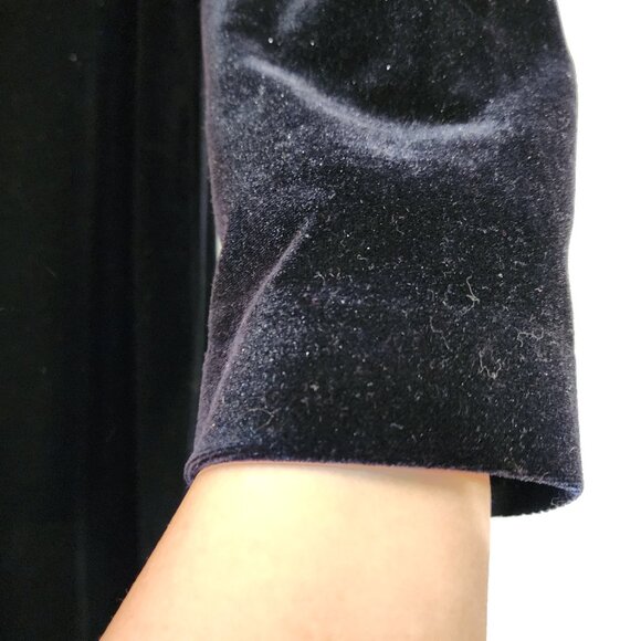 Vtg Donna Ricco Black Velvet Sparkly Midi Dress Sz 24 VNeck Long Slv Wimsigoth - Picture 8 of 15